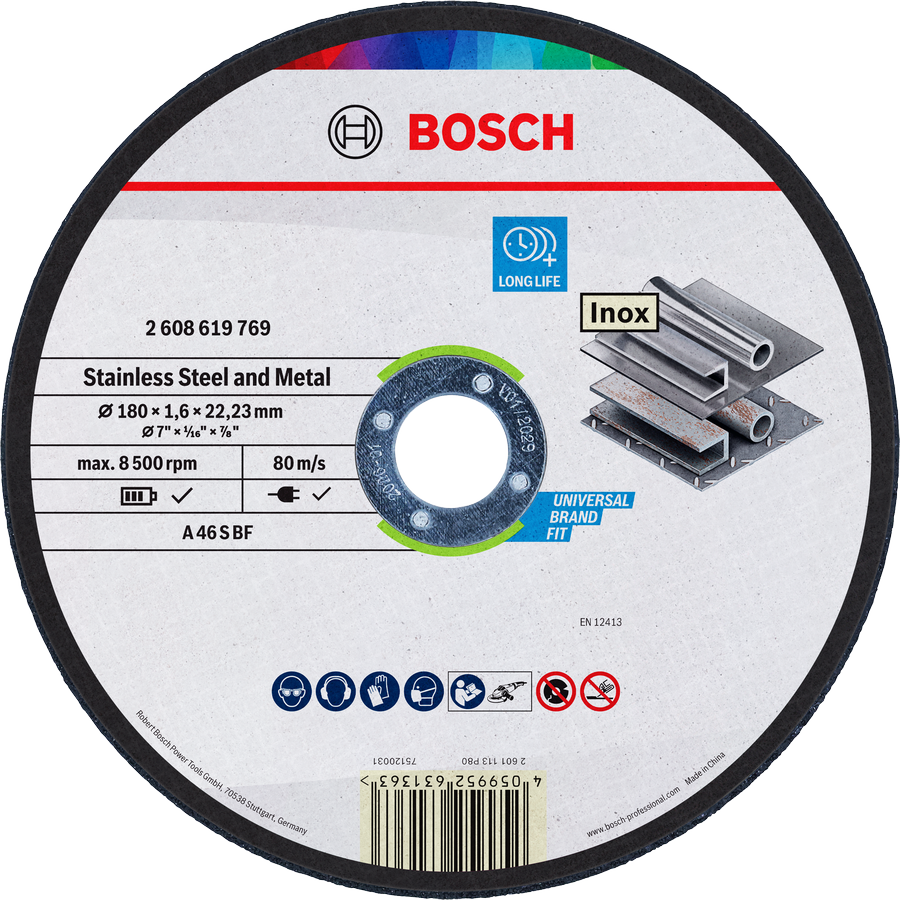 Bosch roostevaba terase ja metalli lõikeketas 180 mm.